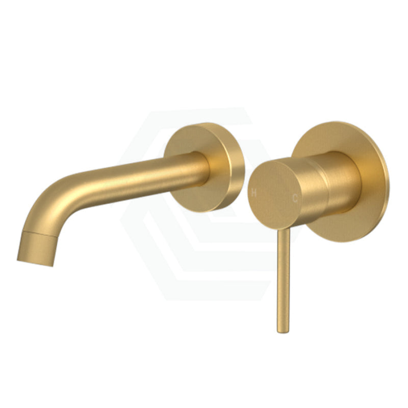 Norico Brushed Yellow Gold Solid Brass Wall Tap Set With Mixer For Bathtub And Basin Bath/Basin Sets