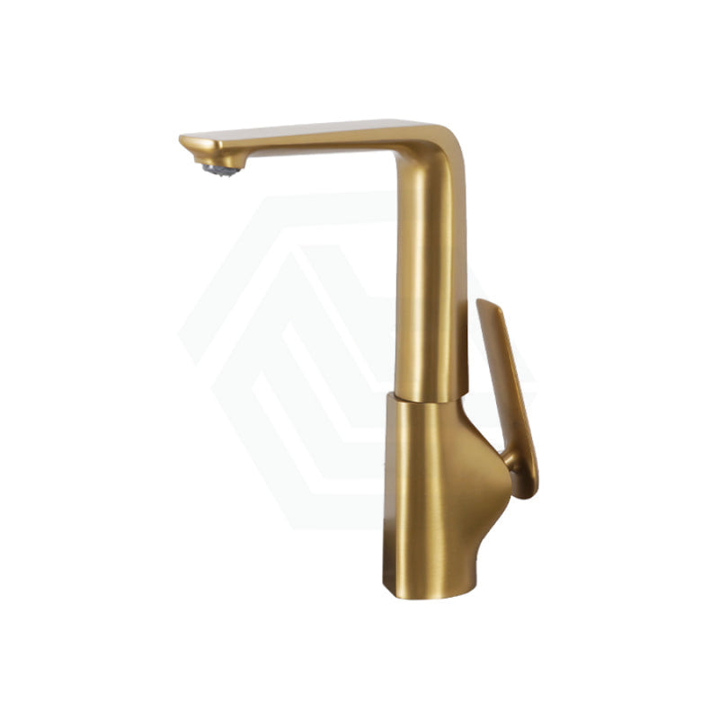 Norico Esperia Brushed Yellow Gold Solid Brass Tall Sink Mixer Tap For Kitchen Kitchen Products