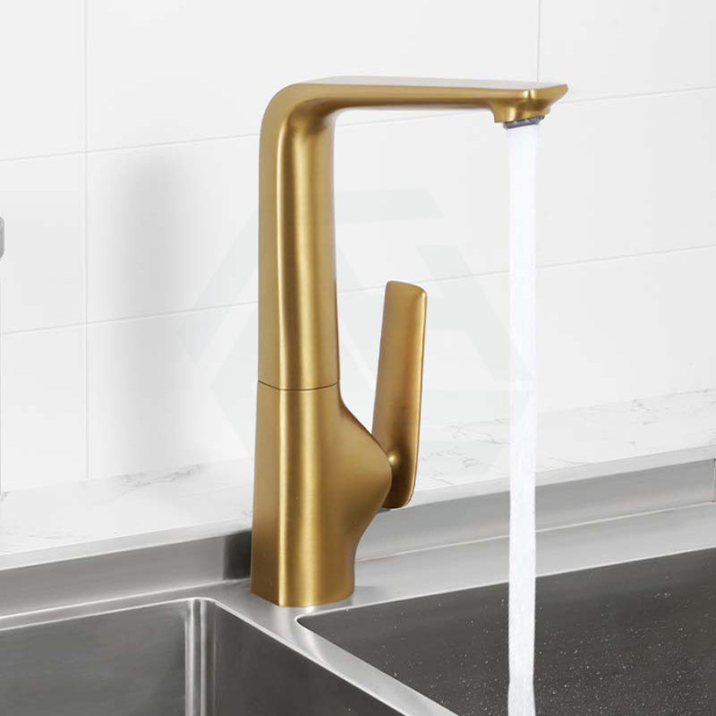 Norico Esperia Brushed Yellow Gold Solid Brass Tall Sink Mixer Tap For Kitchen Kitchen Products