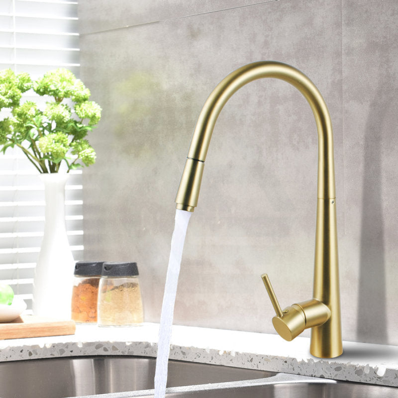 Norico Round Brushed Yellow Gold 360° Swivel Pull Out Kitchen Sink Mixer Tap Products