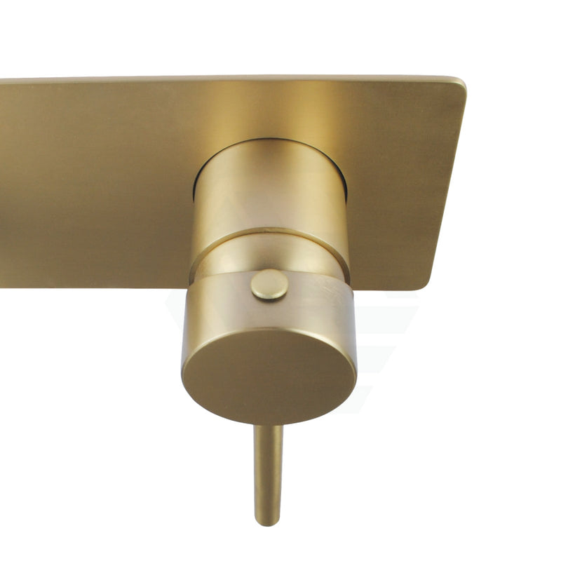 Norico Round Brushed Yellow Gold Bathtub Spout Basin Wall Mixer With Solid Brass Water