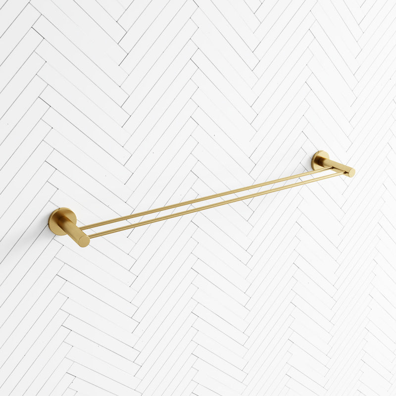 G#1(Gold) Norico Round Brushed Gold Double Towel Rack Rail Rails