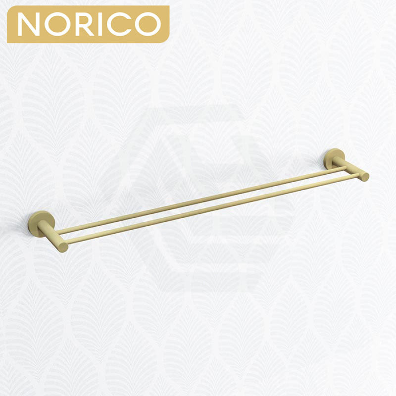 Stainless Steel Double Towel Rail 800mm Brushed Gold