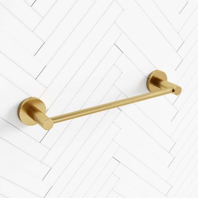 G#1(Gold) Norico Round Brushed Gold Hand Towel Holder 347mm Wall Mounted Holders