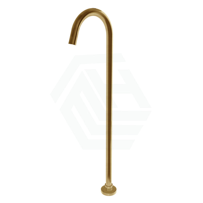 Round Floor Mounted Bath Mixers Stainless Steel Brushed Yellow Gold