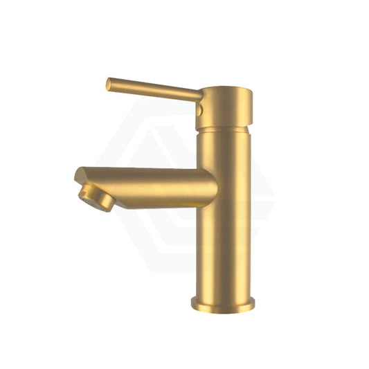 G#1(Gold) Norico Round Solid Brass Brushed Gold Basin Mixer Tap Bathroom Vanity Short Mixers