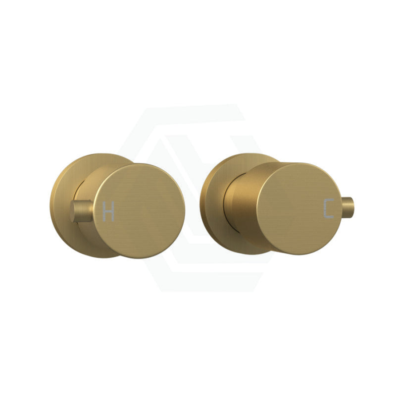 Norico Round Brushed Yellow Gold Shower Wall Taps Solid Brass Bathroom Products