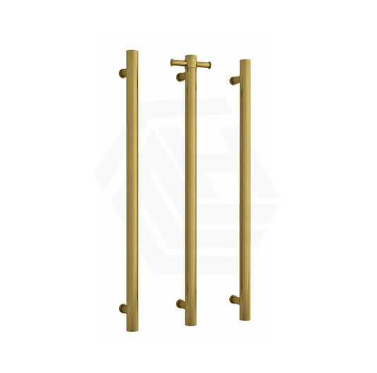 G#5(Gold) Thermogroup 900Mm Brushed Gold Straight Round 3 Vertical Single Heated Towel Rails