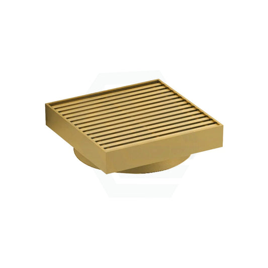 G#1(Gold) 110X110Mm Brushed Yellow Gold Linear Floor Waste Drain Stainless Steel 80Mm Outlet Wastes