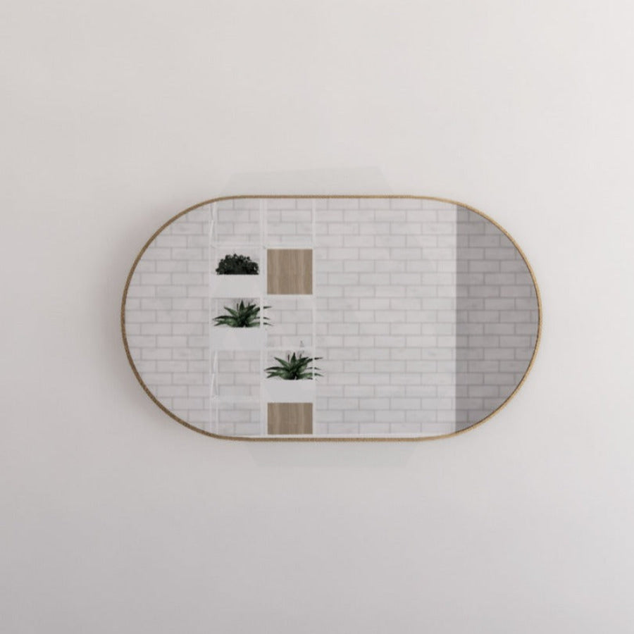 1200/700Mm Bathroom Gold Framed Oval Mirror Wall Mounted Mirrors