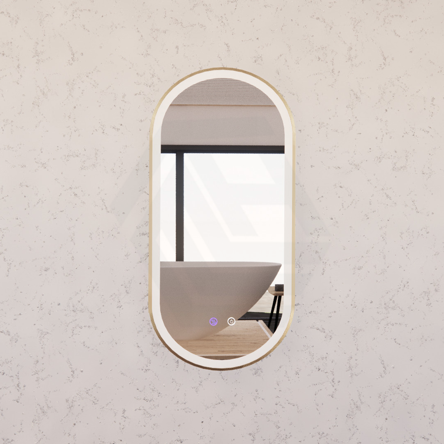 G#2(Gold) 450/600/900/1200Mm Oval Gold Framed Led Mirror Touch Sensor Horizontal/Vertical