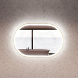 600/900/1200Mm Oval Gold Framed Led Mirror Touch Sensor Horizontal/Vertical Installation Mirrors