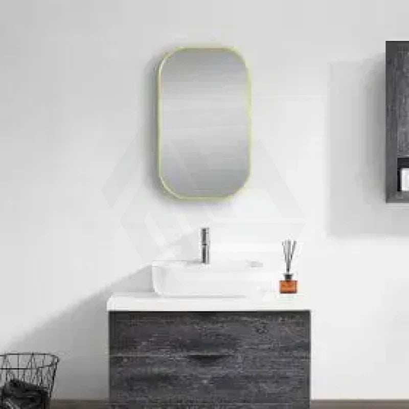 450/600/750/900mm Lamex Aluminum Rounded Rectangle Gold Framed Bathroom Wall Mirror
