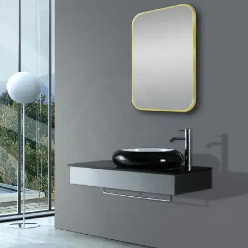 450/600/750/900mm Lamex Aluminum Rounded Rectangle Gold Framed Bathroom Mirror