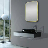 450/600/750/900mm Lamex Aluminum Rounded Rectangle Gold Framed Bathroom Mirror