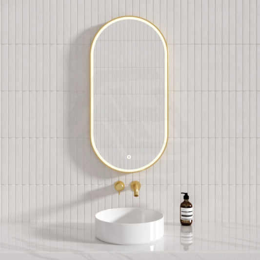 G#2(Gold) 450X900Mm Metro Led Mirror Oval Gold Framed Touch Sensor Front Light For Bathroom Mirrors