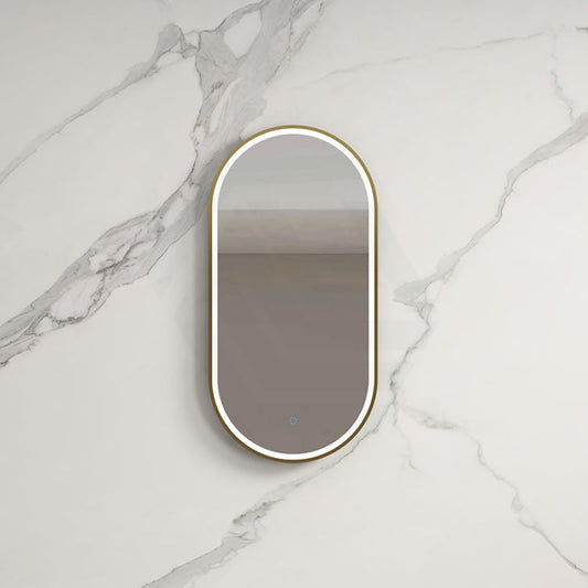 500x900mm Metro LED Mirror Oval Gold Framed Touch Sensor Front Light for Bathroom