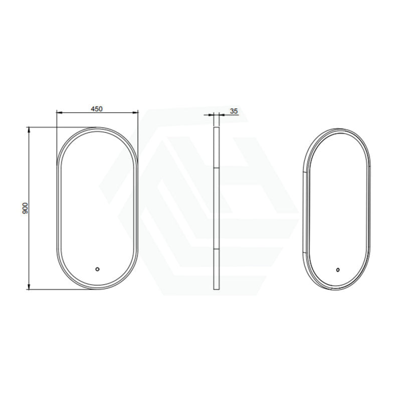 500x900mm Metro LED Mirror Oval Gold Framed Touch Sensor Front Light for Bathroom