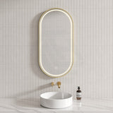 G#2(Gold) 500X1000Mm Led Mirror Oval Frontlit Brushed Gold Framed Defogger Pad Led Mirrors