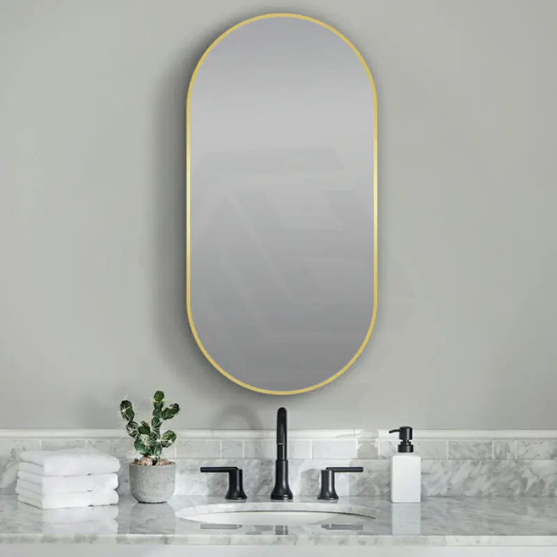 500x1000mm Lamex Aluminum Oval Gold Framed Bathroom Wall Mirror Vertical