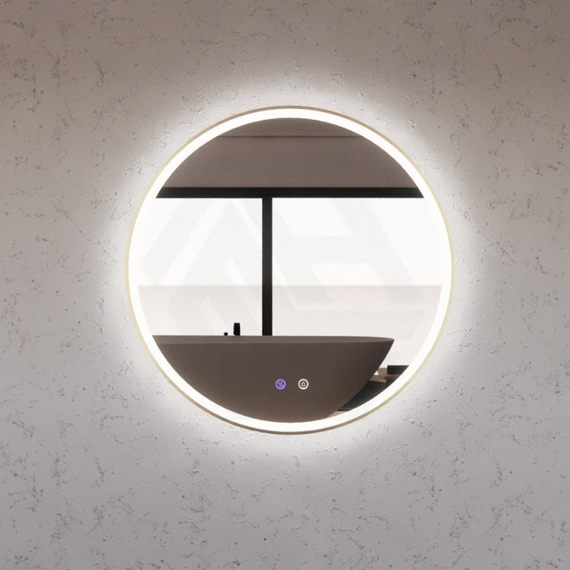 G#2(Gold) 600/800Mm Round Brushed Gold Framed Led Mirror With Easy Hooks And Dimmer Mirrors