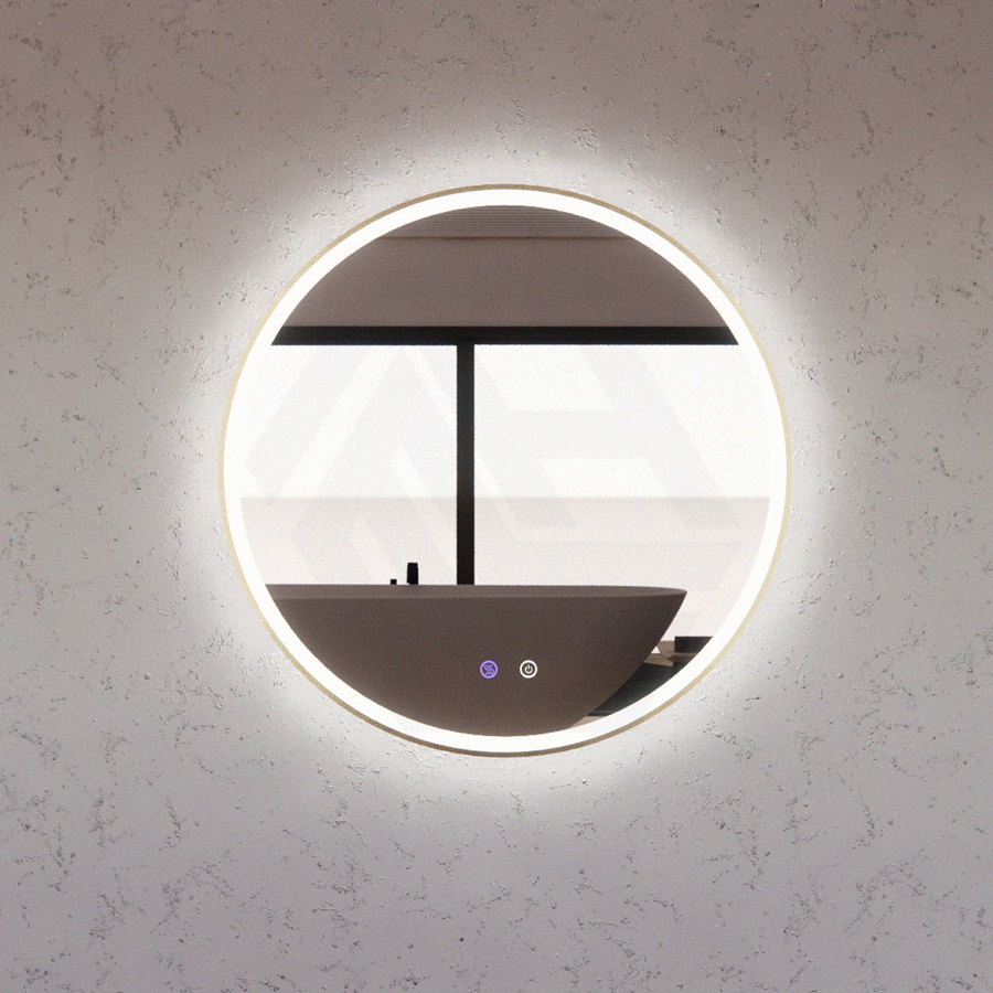 G#2(Gold) 600/800Mm Round Brushed Gold Framed Led Mirror With Easy Hooks And Dimmer Mirrors