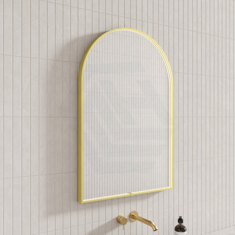 G#2(Gold) 600X900Mm Arch Front Hidden Led Mirror Brushed Gold Framed Touch Switch Vertical Or