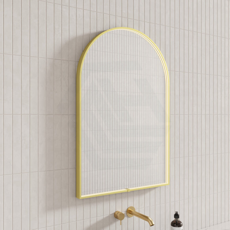 G#2(Gold) 600X900Mm Arch Front Hidden Led Mirror Brushed Gold Framed Touch Switch Vertical Or
