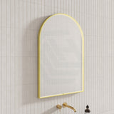 G#2(Gold) 600X900Mm Arch Front Hidden Led Mirror Brushed Gold Framed Touch Switch Vertical Or
