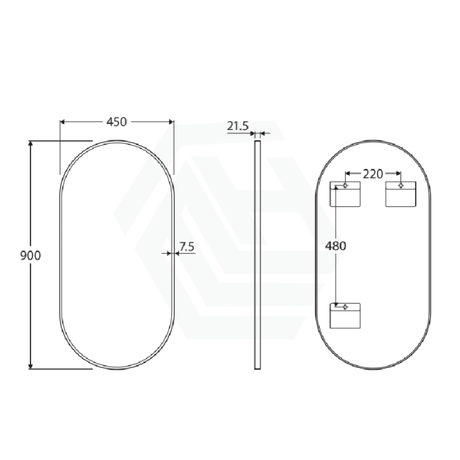 Fienza 450/600mm Urban Brass Framed Oval Wall Mirror