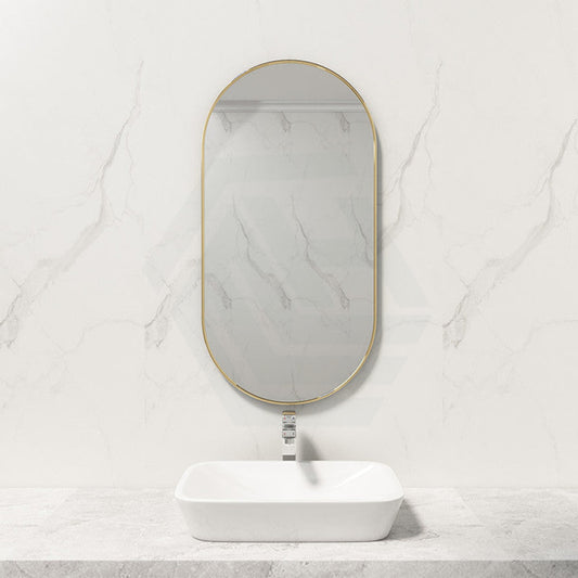 G#2(Gold) Fienza 450/600Mm Urban Brass Framed Oval Wall Mirror Mirrors