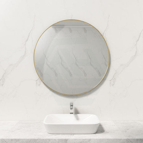 G#2(Gold) Fienza 600/800Mm Urban Brass Framed Round Wall Mirror Mirrors