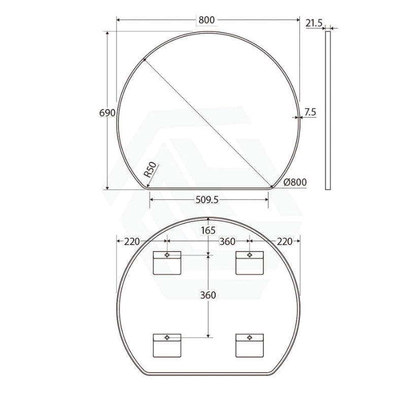 G#2(Gold) Fienza 690/800Mm Sunrise Round Urban Brass Special Shape Framed Wall Mirror Mirrors