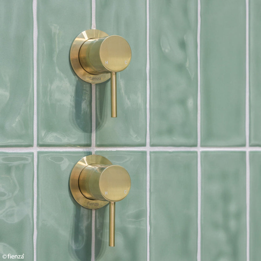 G#2(Gold) Fienza Kaya Wall Mixer Urban Brass Small Round Plate Matt Black Brushed Gold Mixers