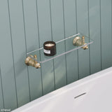 Fienza Lillian Urban Brass Glass Shelf Back To Wall Bathroom Shelves