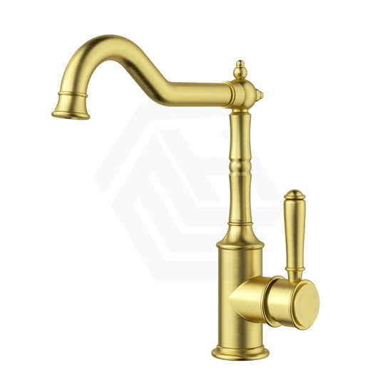 G#9(Gold) Ikon Clasico Brushed Gold Solid Brass Sink Mixer With Brass/Ceramic Handle Swivel Mixers