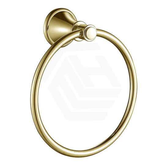 G#4(Gold) Round Brushed Gold Clasico Towel Ring Wall Mounted Nickel Hand Holders