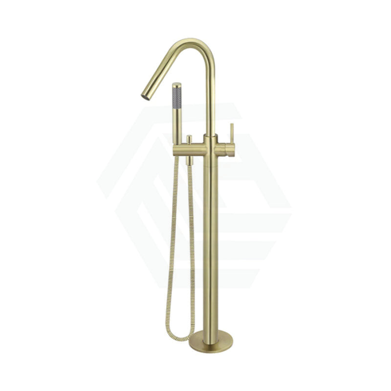 Meir Round Freestanding Bath Spout And Hand Shower Pvd Tiger Bronze Floor Mounted Mixers
