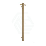 Thermogroup 900Mm Brushed Brass Round Vertical Single Heated Towel Rail Rails