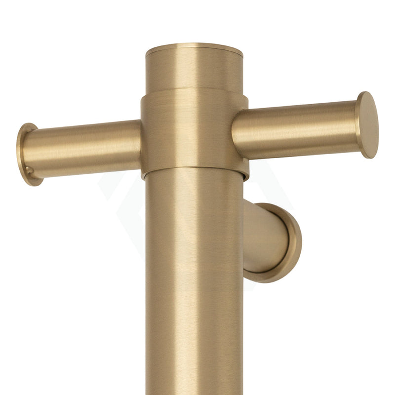 Thermogroup 900Mm Brushed Brass Round Vertical Single Heated Towel Rail Rails