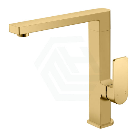 Ikon Flores High Rise 360 Swivel Solid Brass Brushed Gold Handle Kitchen Sink Mixer Tap Mixers