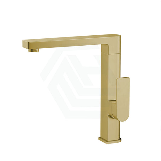G#3(Gold) Ikon Flores High Rise 360 Swivel Solid Brass Brushed Gold Handle Kitchen Sink Mixer Tap