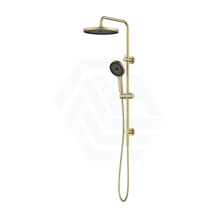 G#3(Gold) Linkware Gabe Twin Shower On Rail Brushed Gold Brushd Showers