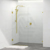 1430-1910Mm Frameless Wall To Shower Screen Door Hung With Fix Panel In Light Brushed Gold Fittings