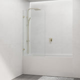 G#2(Gold) 750/900Mm Bathtub Shower Screen Fixed Panel Light Brushed Gold Fittings 10Mm Tempered