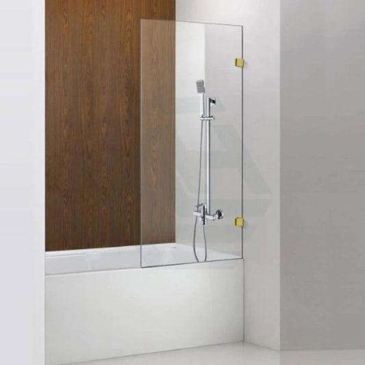 G#2(Gold) 750/900Mm Bathtub Shower Screen Fixed Panel Light Brushed Gold Fittings 10Mm Tempered