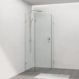 G#2(Gold) 800~1150Mm Diamond Shape Shower Screen Pivot Door Light Brushed Gold Frameless 10Mm Glass