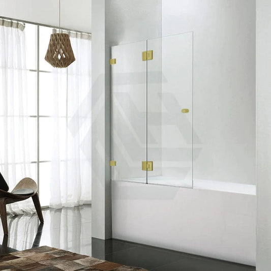 G#2(Gold) 850/1000X1500Mm Fixed & Swing Bathtub Shower Screen 10Mm Tempered Glass Frameless Panel