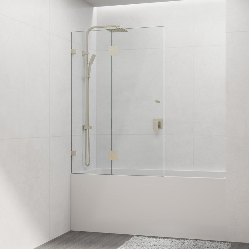 G#2(Gold) 850/1000X1500Mm Fixed & Swing Bathtub Shower Screen 10Mm Tempered Glass Frameless Panel