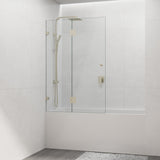 G#2(Gold) 850/1000X1500Mm Fixed & Swing Bathtub Shower Screen 10Mm Tempered Glass Frameless Panel